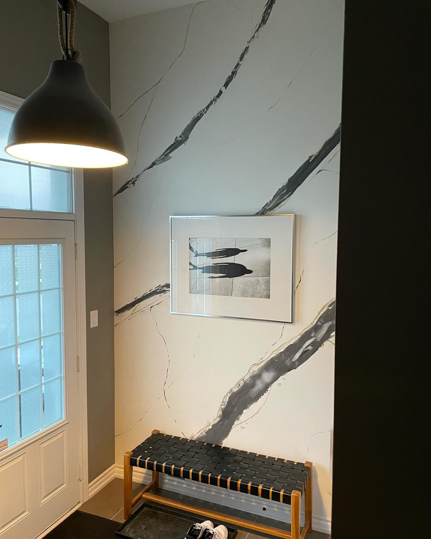 Marble wall painting in room